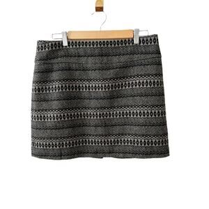 Dalia Collection gray wool patterned mini skirt